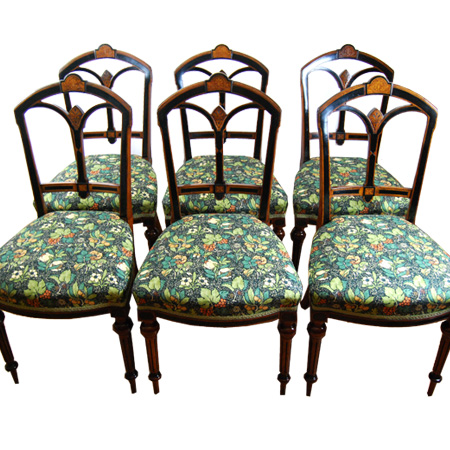 Victorian ebonised and inlaid dining chairs by Crosby & Sons - The Sitting Place