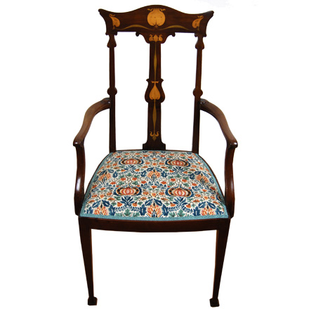 Arts and crafts or Art nouveau chair inlaid with pomegranate - The Sitting Place