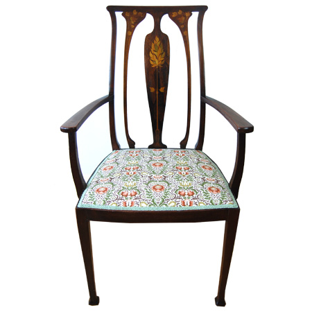Art Nouveau inlaid curvilinear chair - The Sitting Place