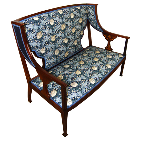 Art nouveau wing back settee inlaid with Cala lilly - The Sitting Place
