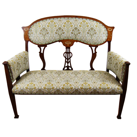 Art Nouveau or Arts & Crafts inlaid settee - The Sitting Place