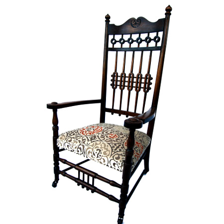 Arts & Crafts high back carved moorish elbow chair - The Sitting Place