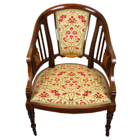 Edwardian marquetry tub chair - The Sitting Place