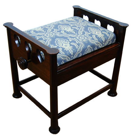 Arts and crafts stool with hearts by Brooks Ltd (London) and possibly retailed by Liberty - The Sitting Place