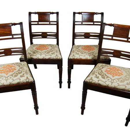 Early Regency Sheraton style inlaid dining chairs - The Sitting Place