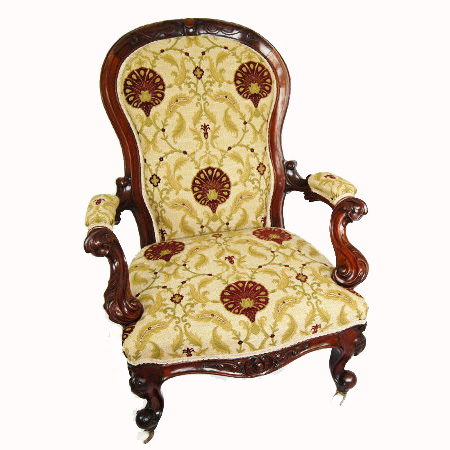 Victorian gentleman's upholstered spoon-back armchair - The Sitting Place