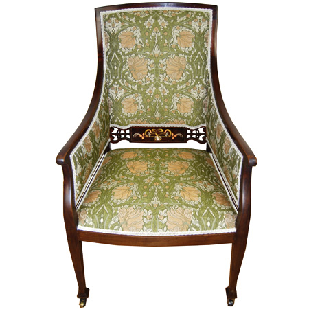 Edwardian Art Nouveau Metal Inlaid Armchair - The Sitting Place
