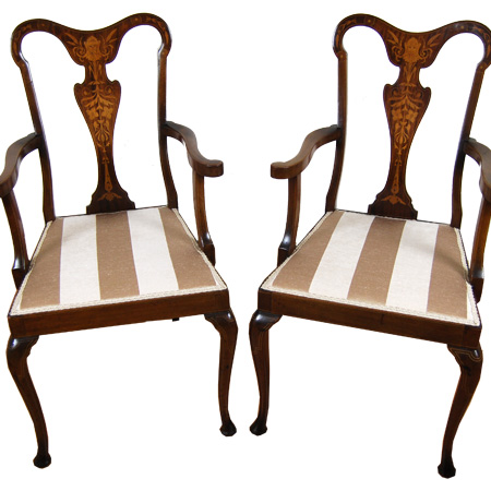 Edwardian marquetry side chairs by G. Tilley - The Sitting Place