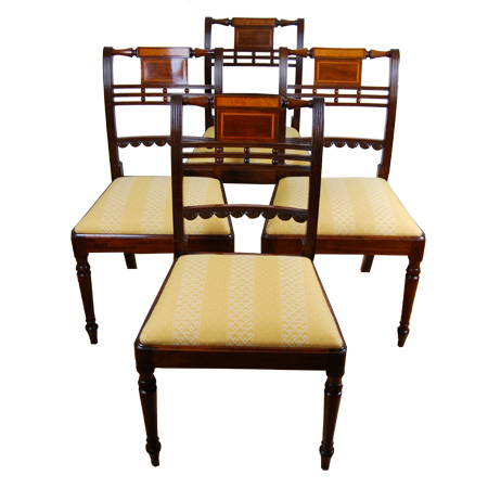 Regency inlaid Thomas Sheraton style dining chairs - The Sitting Place