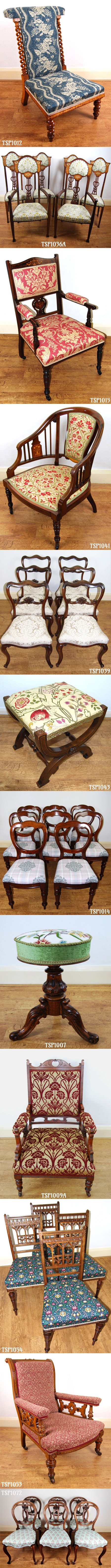 Testimonials given on the items of antique seating bought from The Sitting Place and shown depicted here.